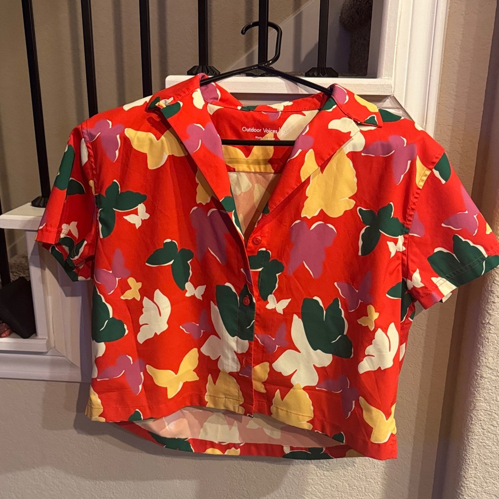 Outdoor Voices Multicolor Floral Button Down Shirt